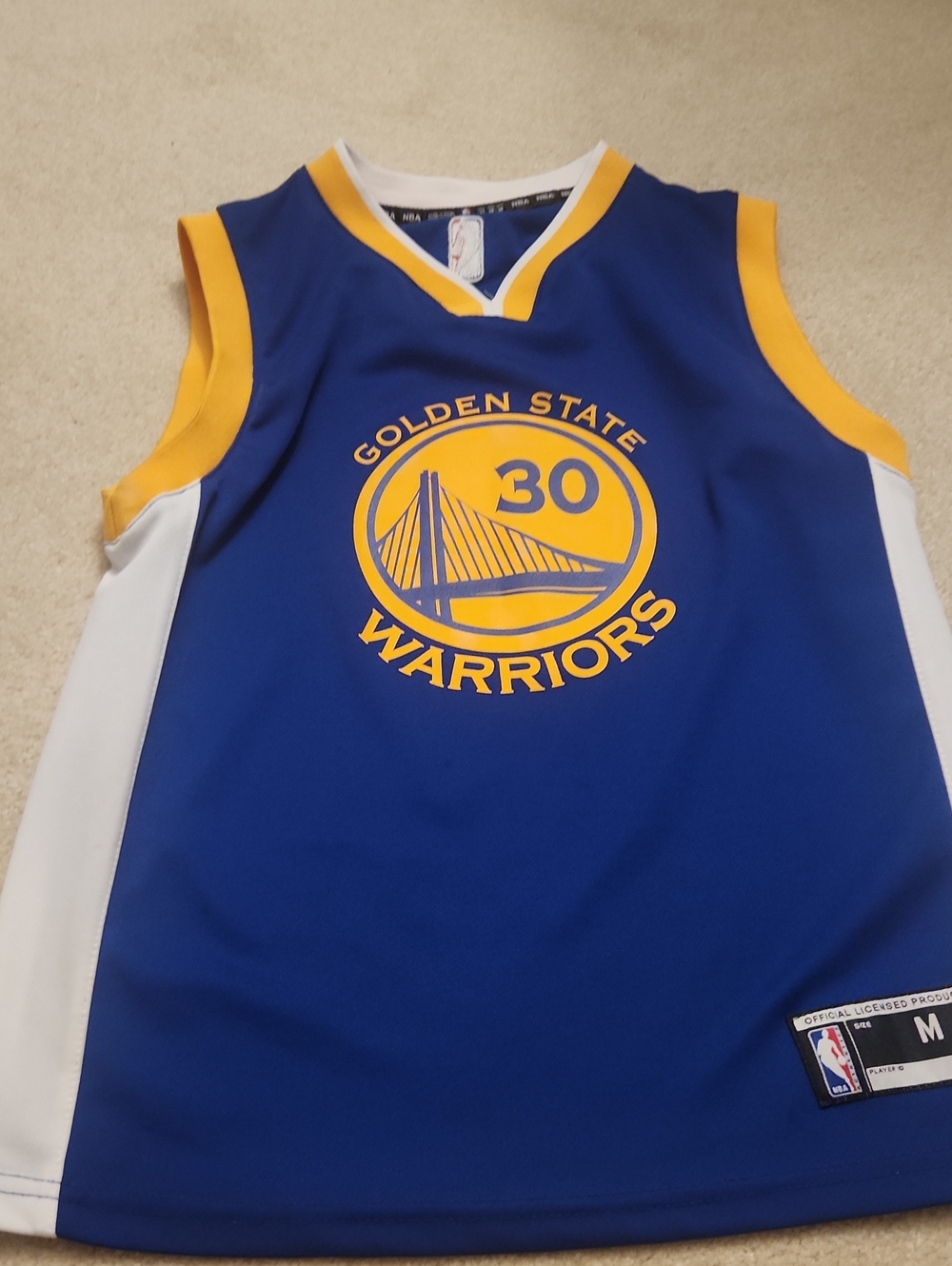 NBA Golden State Warriors Youth Jersey in Blue and Yellow Medium